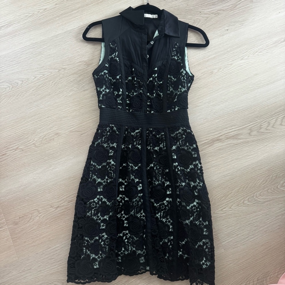 Karen Millen Black Rose Lace Midi Dress